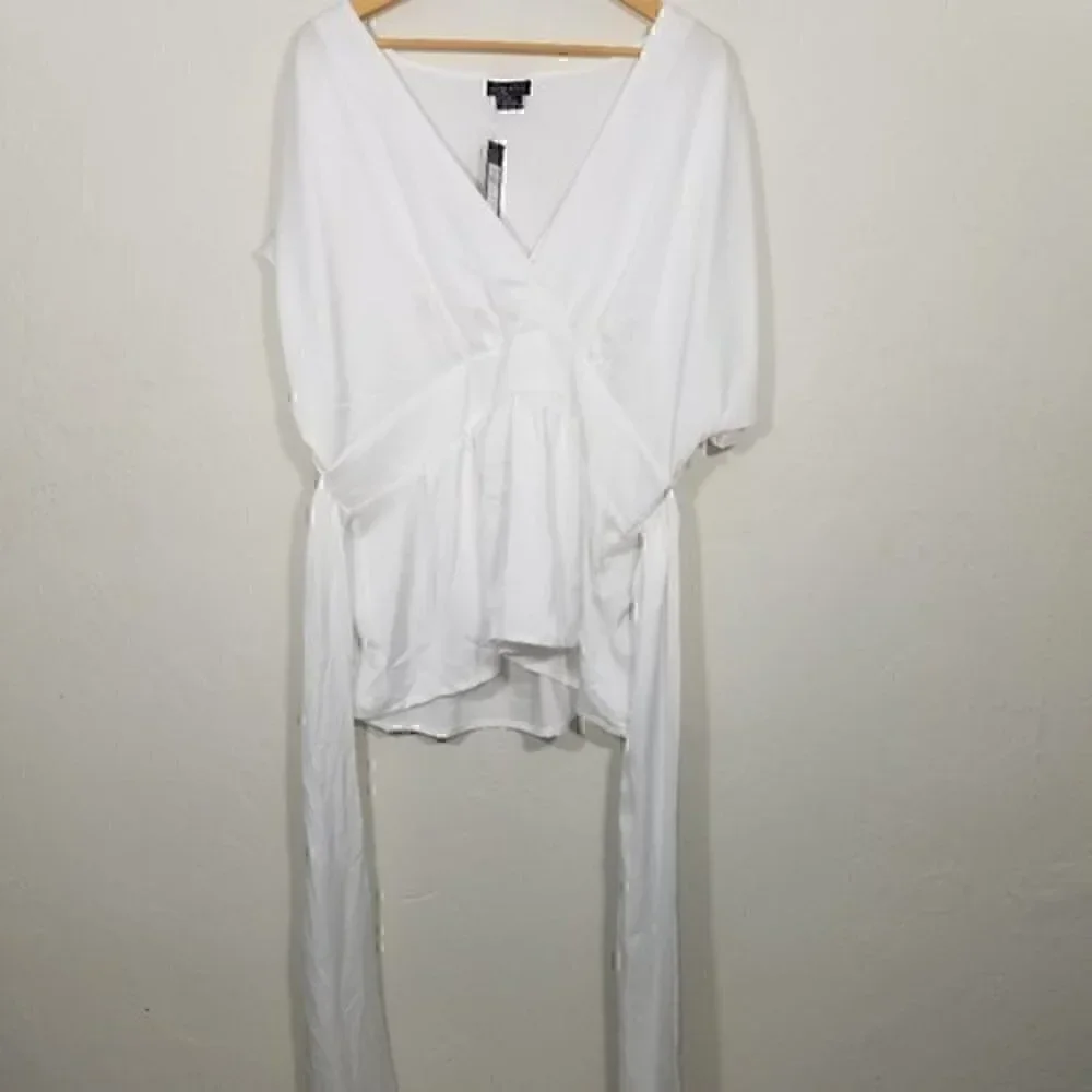 NWT City Chic Top Tangled Tie Waist Blouse Top Shirt White Size M
